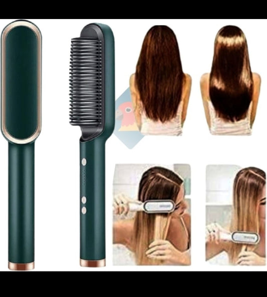 2-in-1 Hair Straightener Brush | Fast Heating Electric Comb for Smooth Silky Hair