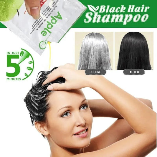 Apple Black Hair Dye Shampoo Sachet (Pack of 10) – Natural & Ammonia-Free