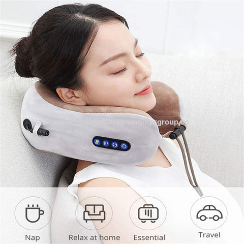 Electric Travel Neck Massager Pillow | Portable U-Shaped Memory Foam Pillow for Pain Relief & Relaxation