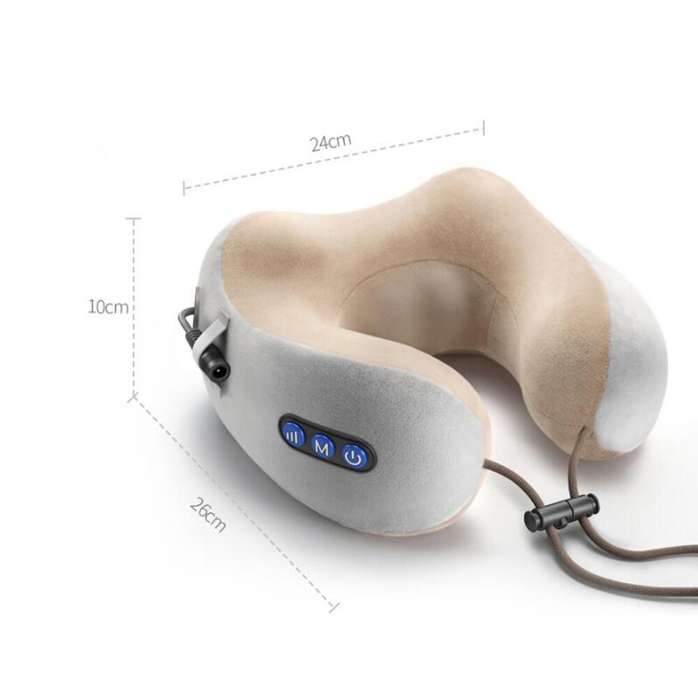 Electric Travel Neck Massager Pillow | Portable U-Shaped Memory Foam Pillow for Pain Relief & Relaxation